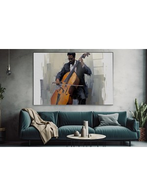 idora Çello Çalan Müzisyen Cam Tablo – Modern Sanat ve Müzik Dekorasyonu | Cam Tablo | Modern Duvar Dekoru