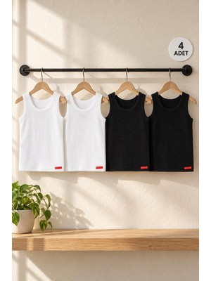 Blackspade Çocuk Termal Atlet 4'lü Paket 2. Seviye (2 Beyaz 2 Siyah) Kışlık Içlik