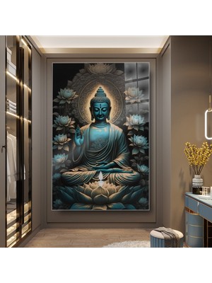 idora Buda ve Lotus Cam Tablo – Mandala Motifli Dini Dekorasyon | Cam Tablo | Modern Duvar Dekoru
