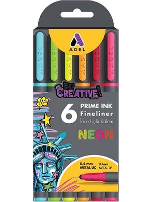Adel Prime Ink Fineliner 6lı Neon 000100
