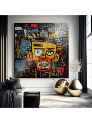 idora Soyut Insan Yüzü Cam Tablo – Grafiti Esintili Modern Sanat | Cam Tablo | Modern Duvar Dekoru