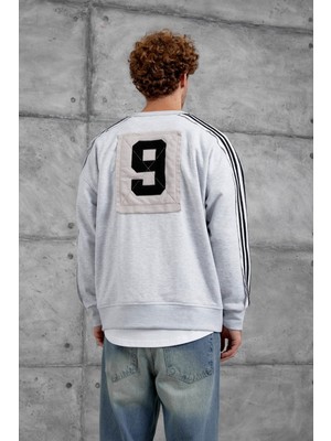 Nomarc Erkek Sweatshirt Nmrc Şerit 9 Numara Gri Oversize