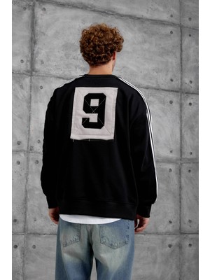 Nomarc Erkek Sweatshirt Nmrc Şerit 9 Numara Siyah Oversize