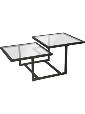 Vivense Chic Siyah Metal Cam Orta Sehpa