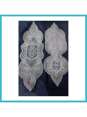 Defne Store Supla Runner Seti Sunumluk Kordone Nakışlı Modern Amerikan Servis Takımı 6 Kişilik Set - Gri Dfnbez