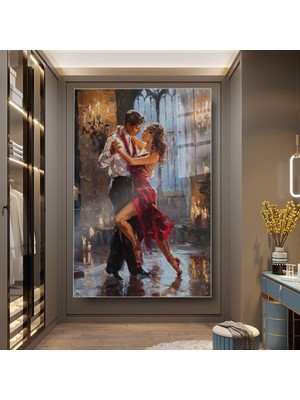 idora Tango Dans Eden Çift Cam Tablo – Empresyonist Romantik Salon Dekoru | Cam Tablo | Modern Duvar Dekoru