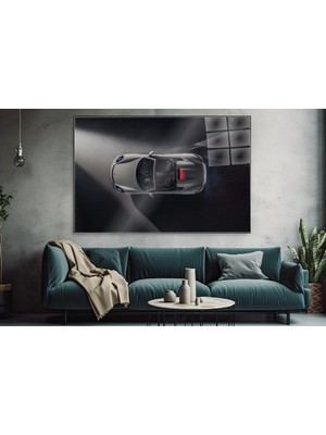 idora Üstten Görünüm Beyaz Otomobil Cam Tablo – Modern Otomobil Dekoru | Cam Tablo | Modern Duvar Dekoru