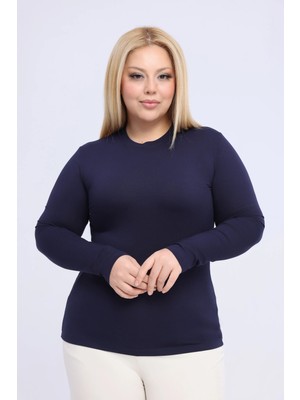 Yade Fashion Büyük Beden - Kadın Bisiklet Yaka Uzun Kol Body