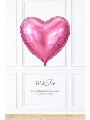 Pekshop Parlak Pembe Kalp Folyo Balon – 18 Inç (45 Cm)