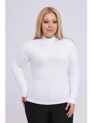 Yade Fashion Büyük Beden - Kadın Balıkçı Yaka Uzun Kol Body