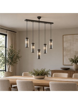Apliqa Natali 5 Li Siyah Metal Avize Modern Tasarım Salon Aydınlatması için Şık Seçim