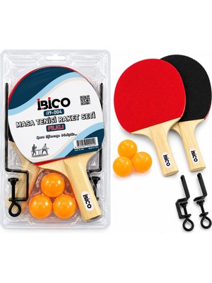 İbico Ibico İ19-004 Pinpon Raket Seti 3 Adet Top 2 Adet Raket 1 Adet File - Ayak Fileli Masa Tenisi