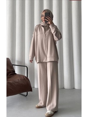 Butik Oversize Krem Modal Takım
