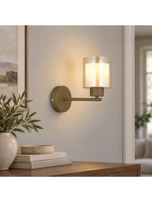 Apliqa Lima Eskitme Bal Çift Cam Duvar Lambası Yatak Odası-Yatak Başı-Banyo İçin Modern Aplik