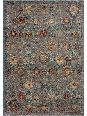 Eko Halı Tebriz TBR03 Aqua Geleneksel Desenleri Yoğun Renk Tonları ile Harmanlayan Hav Vermeyen ve Yumuşak Tuşeli Space-Dyed Polyester ile Üretilen Makine Halısı