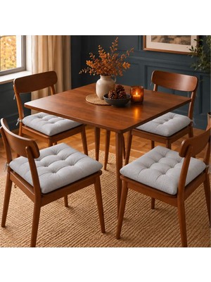 Patiyu 4 Lü Kapitone Bağcıklı Sandalye Minderi · 40 × 40 × 3 cm · Gri · 40 × 40 × 3 cm · 4 Adet