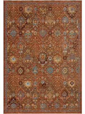 Eko Halı Tebriz TBR03 Terra Geleneksel Desenleri Yoğun Renk Tonları ile Harmanlayan Hav Vermeyen ve Yumuşak Tuşeli Space-Dyed Polyester ile Üretilen Makine Halısı