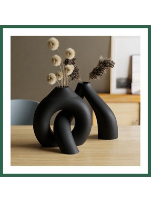 Vintessy Vıntessy 3D Baskı Interlocking Vazo - Iç Içe Geçen Dekoratif Vazo-Siyah BZS01