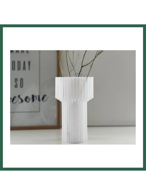 Vintessy Vıntessy 3D Baskı Modern Dekoratif Çiçek Vazosu - Minimal Silindir Tasarımlı Masaüstü Vazo, Ev ve Ofis Dekoru-Şeffaf BZS01