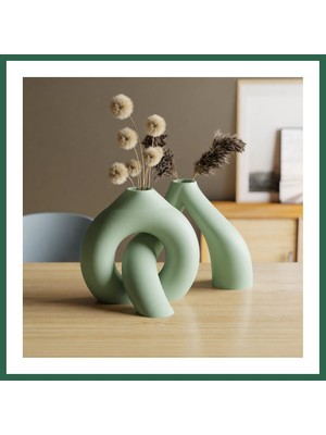 Vintessy Vıntessy 3D Baskı Interlocking Vazo - Iç Içe Geçen Dekoratif Vazo-Mint BZS01