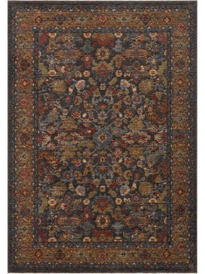 Eko Halı Tebriz TBR04 Navy Geleneksel Desenleri Yoğun Renk Tonları ile Harmanlayan Hav Vermeyen ve Yumuşak Tuşeli Space-Dyed Polyester ile Üretilen Makine Halısı