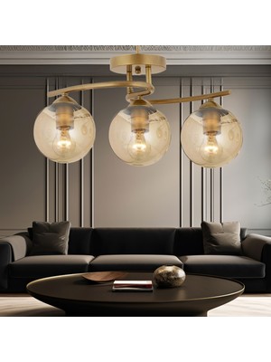 Apliqa Elite 3Lü Eskitme Bal Camlı Modern Mutfak Yatak odası Salon Avize