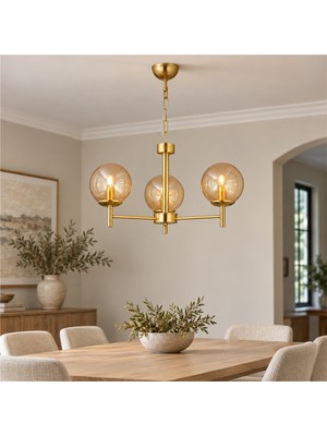 Apliqa Minar 3Lü Gold Kaplama Modern Yatak odası Salon Avize