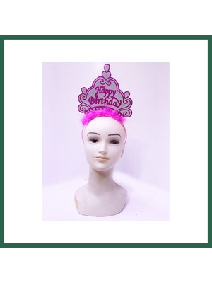 Vintessy Vıntessy Happy Birthday Neon Pembe Renk Doğum Günü Tacı 24X15 cm BZS01