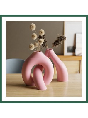 Vintessy Vıntessy 3D Baskı Interlocking Vazo - Iç Içe Geçen Dekoratif Vazo-Pembe BZS01