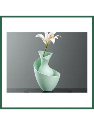 Vintessy Vıntessy 3D Baskı Bold Vazo - Akışkan Formlu Dekoratif Vazo-Mint BZS01