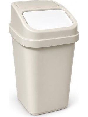 Odea 17 L Sallanır Kapaklı Plastik Çöp Kovası, Krem,