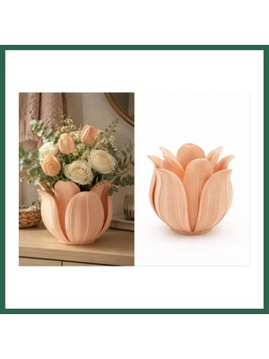 Vintessy Vıntessy 3D Baskı Lotus Yapraklı Vazo - Dekoratif Çiçeklik-Turuncu BZS01