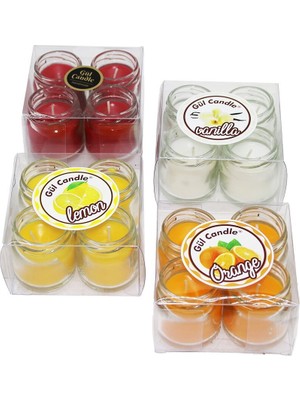Gül Mum Gül Candle GL-218 4 Adet Kokulu Mum Mini Cam Kavonoz - 40'li Paket