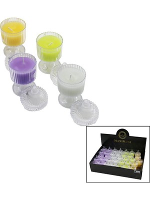 Maximum MAX-2467 Mum Renkli Kokulu Şeffaf Mika Kristal Ayaklı Lokumluk Kap - 35'li Paket