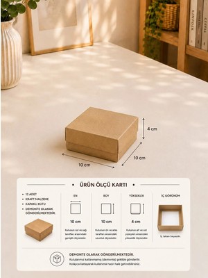 Karton Kapaklı Kutu 10X10X4 Cm 12'Li