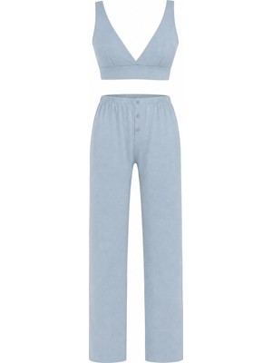 Aquella Bebe Mavi Büstiyer Pantolon 2 Li Takım