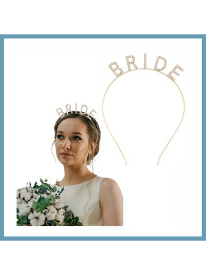 Bezos Altın Gold Renk Bekarlığa Veda Kristal Taş Bride Tacı Ithal 16X10 cm MBT06