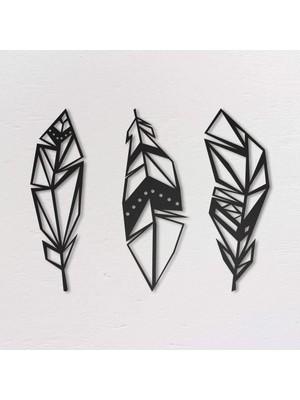 Tr Geo Feathers - Dekoratif Metal Dekor Duvar Tablo - Duvar Süsü