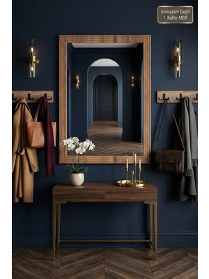 Montesev Antik Ahşap Dekoratif 3 Parça Oda Hol Salon Aynası Raflı Aynalı Askılık Set Portmanto Banyo Lavabo Duvar Antre Raflı Askılı Ayna Dk-Ayn8
