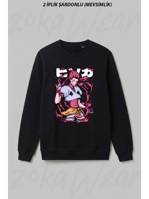 Zoka Wear Hunter x Hunter Hisoka Ön Baskılı Bisiklet Yaka Sweatshirt
