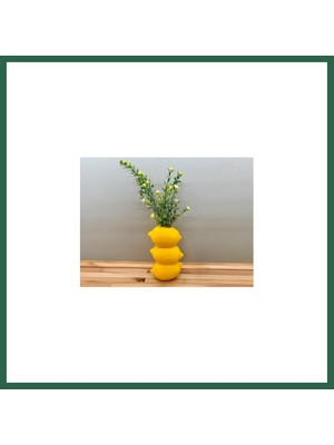 Vintessy Vıntessy 3D Baskı Limon Formlu Dekoratif Vazo Üst Üste Limon Tasarımlı Mutfak Çiçekliği Kuru Çiçek Vazosu Sarı BZS01