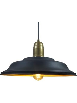Tr Mylights Retro Rustik Vintage Sarkıt Metal Avize Siyah Içi Altın Avize
