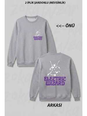 Zoka Wear Electric Wizard S Ön Arka Baskılı Bisiklet Yaka Sweatshirt