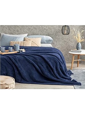 Vionna Peluş Polar Battaniye, Tek Kişilik, 170X230 Cm, Lacivert Renk
