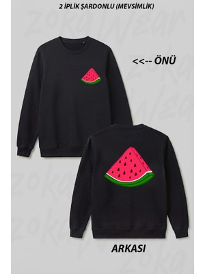 Zoka Wear Watermelon Ön Arka Baskılı Bisiklet Yaka Sweatshirt