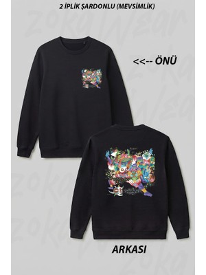 Zoka Wear Little Dragon - Machine Dreams Ön Arka Baskılı Bisiklet Yaka Sweatshirt