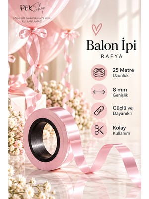 Pekshop Pembe Rafya Balon Ipi - 25 Metre - 1 Adet