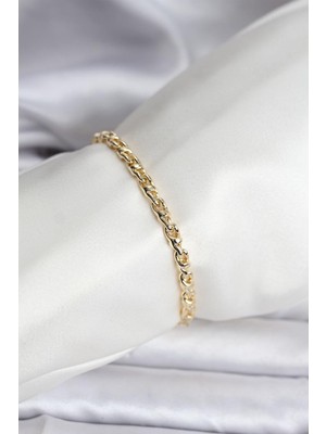 Ebijuteri Gold Renk Zincir Model Pirinç Kadın Bileklik