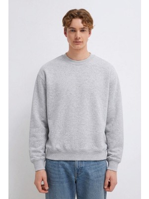 Damga Erkek 3 Iplik Organik Trend Açıkgri Sweatshirt
