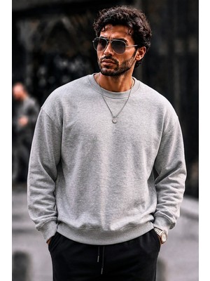 Damga Erkek Kalın Dokuma Kırmızı A.gri Sweatshirt